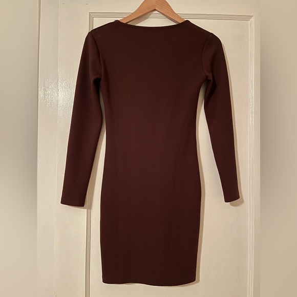 Zara seamless mini dress, rich brown color, long sleeves, stretch. Medium size🏈 - Picture 2 of 4